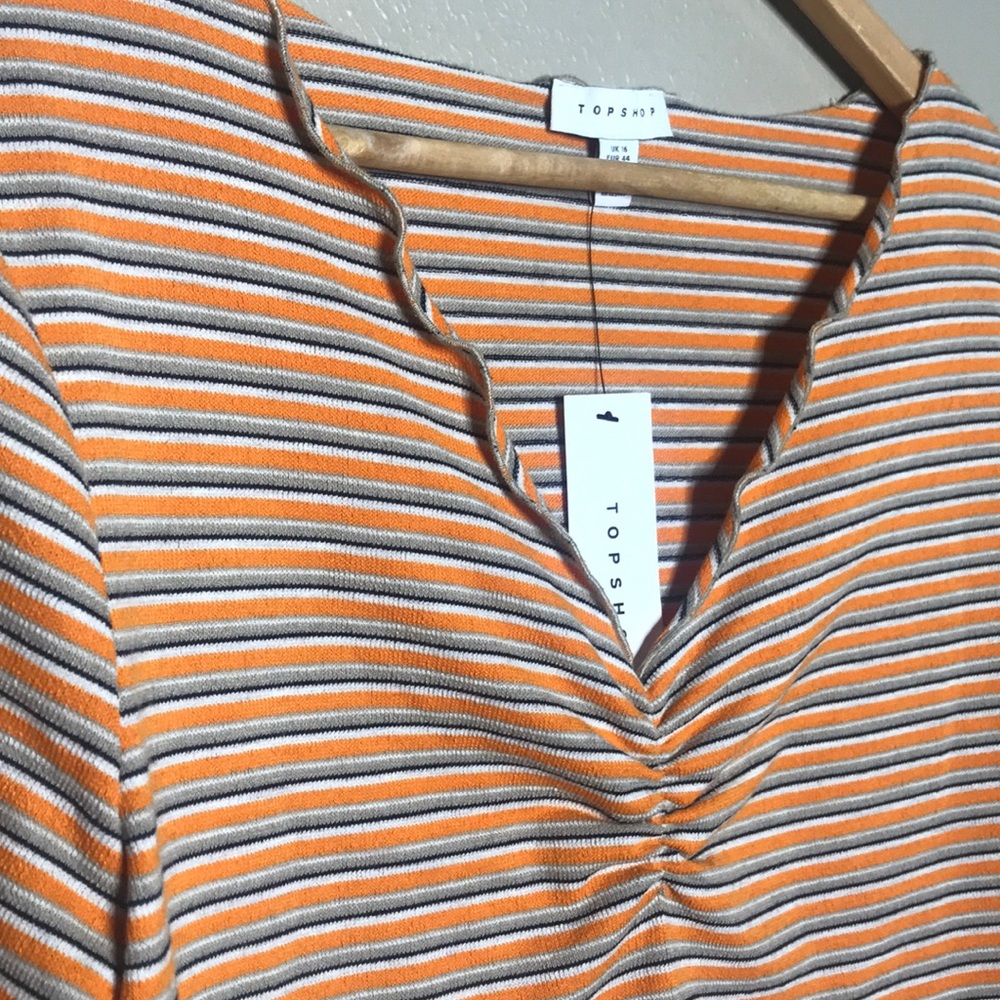 TOPSHOP Striped Ruffled Tee - Picture 4 of 7